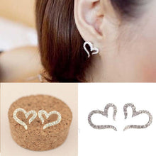 Crystal Women Jewelry Vintage Sliver Plated Small Love Imitation Diamond Stud Earrings  J4U66