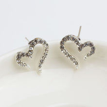 Crystal Women Jewelry Vintage Sliver Plated Small Love Imitation Diamond Stud Earrings  J4U66
