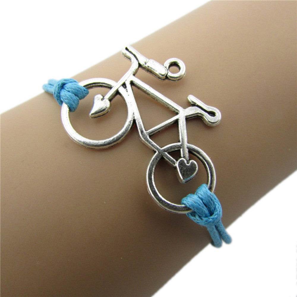 Cuff Bangle Women Jewelry Vintage Leather Rope Bicycle Charm Bracelets Personalized Handmade Rope Chain Bike Wrap Bracelet J4U66