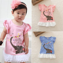 Cute Baby Girls Elephant Pattern Ruffle Dresses One Piece Dress PY J4U66