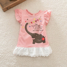 Cute Baby Girls Elephant Pattern Ruffle Dresses One Piece Dress PY J4U66