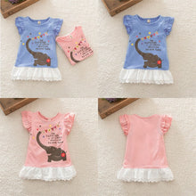 Cute Baby Girls Elephant Pattern Ruffle Dresses One Piece Dress PY J4U66