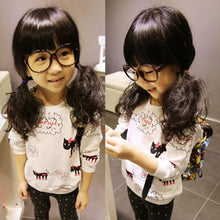 Cute Baby Kids Girls T shirt Toddlers Cartoon Cat Print Long Sleeve T-Shirts Tops Sweater  J4U66