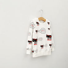 Cute Baby Kids Girls T shirt Toddlers Cartoon Cat Print Long Sleeve T-Shirts Tops Sweater  J4U66