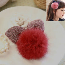 Cute Dotted Rabbit Baby Headband Faux Fur Ball Ear Shape Hair Clips For Girls Red Pink Hairpins S  J4U66