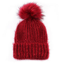 Cute Fur Ball Pompom Women Fashion Keep Warm Hats Knitted Wool Hemming Hat Beanies Accessories Fur Pom Cap  J4U66