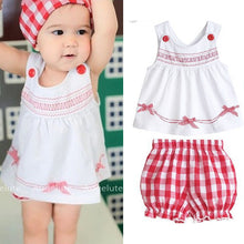 Cute Infant Bbay Girls Plaid Short Pants Clothes Sets Sleeveless Tops Scarf 3pcs Outfit Kids Clothing Set J4U66