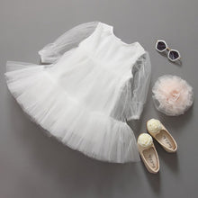 cute kids baby girls white short sleeve princess guaze dress 2~7 years  J4U66