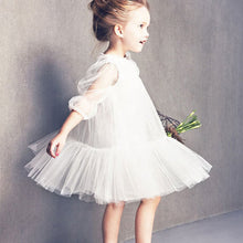 Cute Kids Baby Girls White Short Sleeve Princess Guaze Dress 2-7Years Y2 J4U66