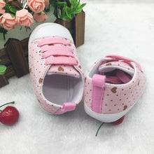 Cute Love Polka Dot Print Crib Shoes Boys Girls Laces Up Anti-Slip Sneaker J4U66
