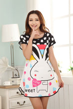 Cute Nightgowns Women Casual Cartoon Nightwear Sleepwear Short Sleeve Sleep Dress J4U66