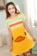 Cute Nightgowns Women Casual Cartoon Nightwear Sleepwear Short Sleeve Sleep Dress J4U66
