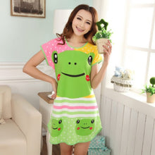 Cute Nightgowns Women Casual Cartoon Nightwear Sleepwear Short Sleeve Sleep Dress J4U66