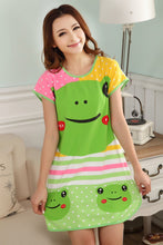 Cute Nightgowns Women Casual Cartoon Nightwear Sleepwear Short Sleeve Sleep Dress J4U66