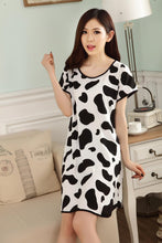 Cute Nightgowns Women Casual Cartoon Nightwear Sleepwear Short Sleeve Sleep Dress J4U66