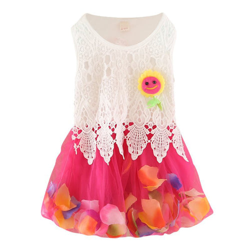 cute princess baby girls sleeveless floral tutu tulle cotton dress for 0~4 years J4U66