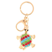 cute shining rhinestone key ring women lovely animal turtle pendant key chain jewelry forcar purse handbag charm gift J4U66