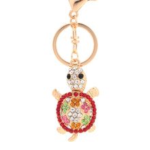 cute shining rhinestone key ring women lovely animal turtle pendant key chain jewelry forcar purse handbag charm gift J4U66
