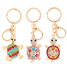 cute shining rhinestone key ring women lovely animal turtle pendant key chain jewelry forcar purse handbag charm gift J4U66
