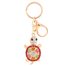 cute shining rhinestone key ring women lovely animal turtle pendant key chain jewelry forcar purse handbag charm gift J4U66