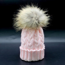 Cute Trendy Mom And Baby Crochet Hat Fur Wool Knit Warm Cap Knitted Hats Caps Toddler bonnet enfant set J4U66