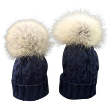 Cute Trendy Mom And Baby Crochet Hat Fur Wool Knit Warm Cap Knitted Hats Caps Toddler bonnet enfant set J4U66