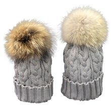 Cute Trendy Mom And Baby Crochet Hat Fur Wool Knit Warm Cap Knitted Hats Caps Toddler bonnet enfant set J4U66