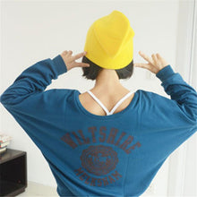 cute warm plain beanie hats women cap slouchy knit hat caps multi colored J4U66