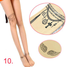 cute women sexy transparent silk stocking tattoo pantyhose woman leggings J4U66