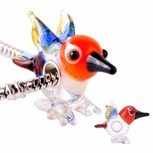 DIY Jewelry Glass Bead Animals Bird Charm Sterling Silver Core For Bracelet Charms Fit Women Bracelets & Bangles J4U66