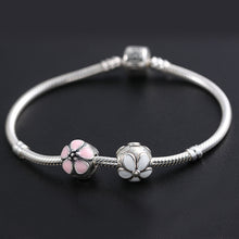 daisy enameled clip bead5 sterling silver jewelry charms beads for 3mm bracelet bangle diy beads for jewelry making J4U66