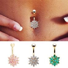 Dangle Navel Body Jewelry Piercings Tassel Flower Cubic Zirconia Belly Button Ring Navel Bar Barbell Body Piercing Jewelry  J4U66