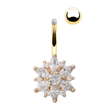 Dangle Navel Body Jewelry Piercings Tassel Flower Cubic Zirconia Belly Button Ring Navel Bar Barbell Body Piercing Jewelry  J4U66