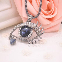 Deep Blue Evil Eye Hamsa Magic Long Chain Sweater Necklace Crystal Rhinestone Teardrop Pendant Necklace J4U66