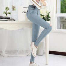 jeans womens denim hollow out strech blue black skinny high waist denim pencil pants plus size J4U66