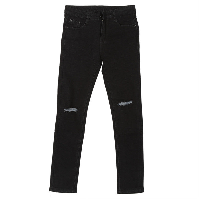jeans womens denim hollow out strech blue black skinny high waist denim pencil pants plus size J4U66