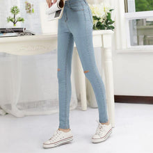 jeans womens denim hollow out strech blue black skinny high waist denim pencil pants plus size J4U66