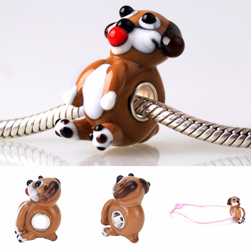 Dog Paw European Beads Classic Glass Bead Silver Core or Bracelet Bangles Necklace Handmade Jewelry J4U66