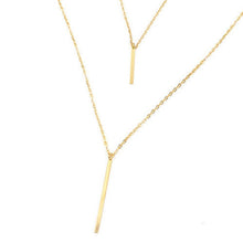 Double Layer Bar Stick Necklace & Pendant Simple Metal Gold Layered Tassels Pendant Long Necklace J4U66