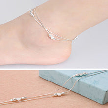 Double Layer Women Anklets Foot Chain Women Jewelry Heart Silver Plated Barefoot Accessories J4U66