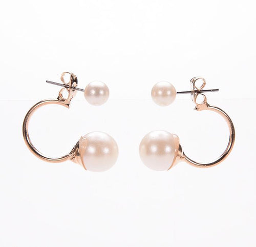 Double Pearl Earrings For Ladies Wedding Jewelry Style Women Stud Earrings J4U66