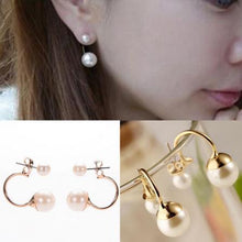 Double Pearl Earrings For Ladies Wedding Jewelry Style Women Stud Earrings J4U66