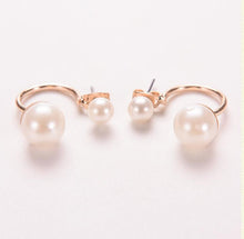 Double Pearl Earrings For Ladies Wedding Jewelry Style Women Stud Earrings J4U66