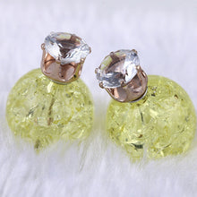 Double Side Ball Crystal Pearl Pattern Stud Earrings For Women Brincos 8 Colors Women Earring Jewelry J4U66