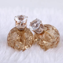 Double Side Ball Crystal Pearl Pattern Stud Earrings For Women Brincos 8 Colors Women Earring Jewelry J4U66