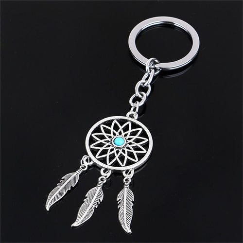 Dream Catcher Feather Tassels Tone Key Chain Silver Color Keyring Keychain Gift For Women s J4U66