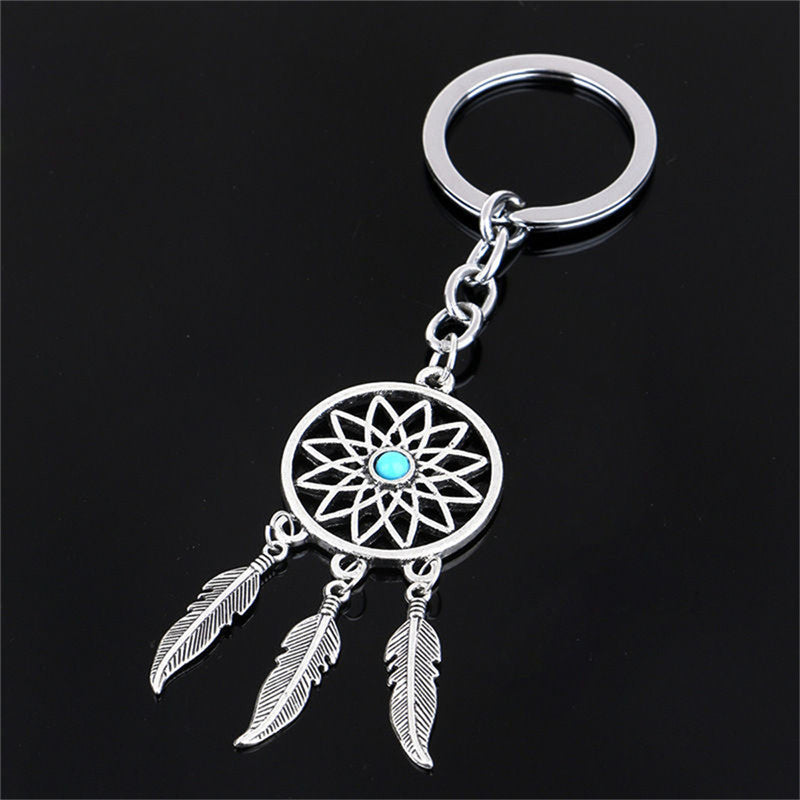 Dream Catcher Feather Tassels Tone Key Chain Silver Color Keyring Keychain Gift For Women s J4U66