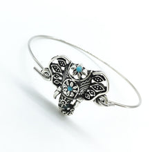 Durable Retro Silver Turquoise Bead Elephant Hindu Ganesha Bracelet Bangle Cuff J4U66