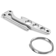 EDC Bottle Opener Keychain Gadget Multi-function Outdoor Pocket Tool Pry Bar Hex Key Wrench Stainless Steel J4U66
