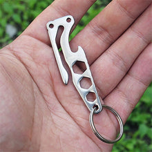 EDC Bottle Opener Keychain Gadget Multi-function Outdoor Pocket Tool Pry Bar Hex Key Wrench Stainless Steel J4U66